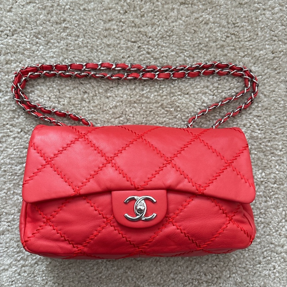 Chanel Red Wild Stitch Single Flap Bag